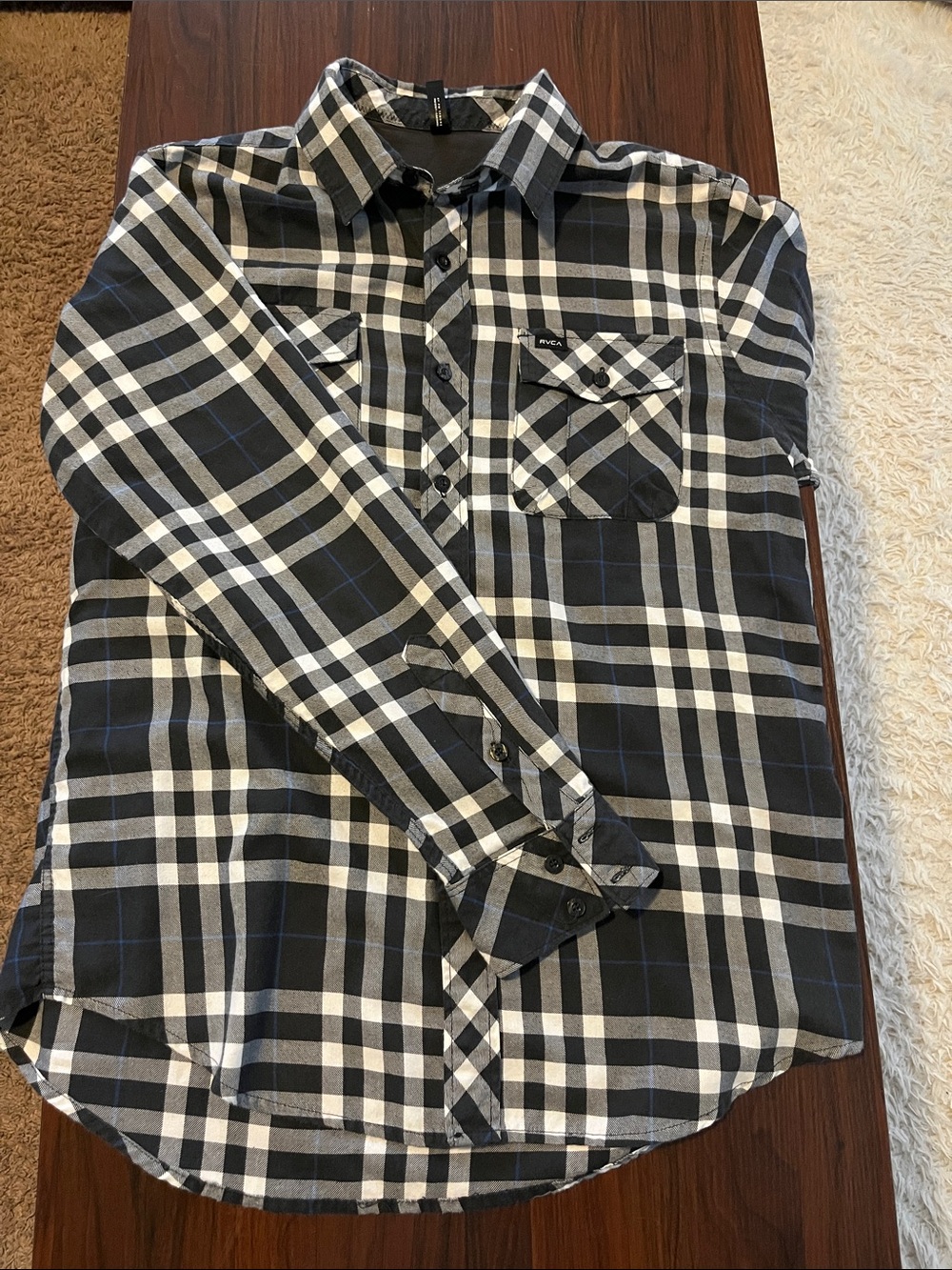 RVCA Black & White Plaid Men's Button-Up Shirt